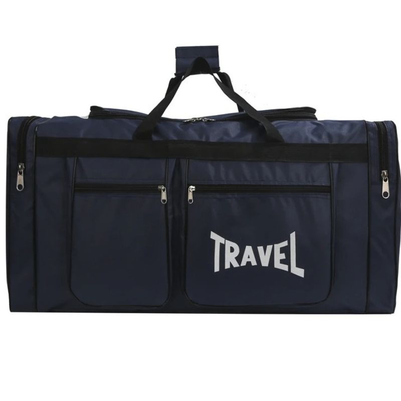 grand sac de voyage noir poches latérales et poches avant et arriere