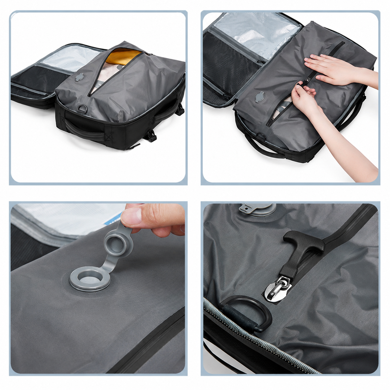 sac de voyage Ă dos avec compartiment sous vide