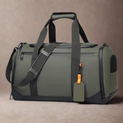 sac de voyage homme vert avec bandouliere ajustable