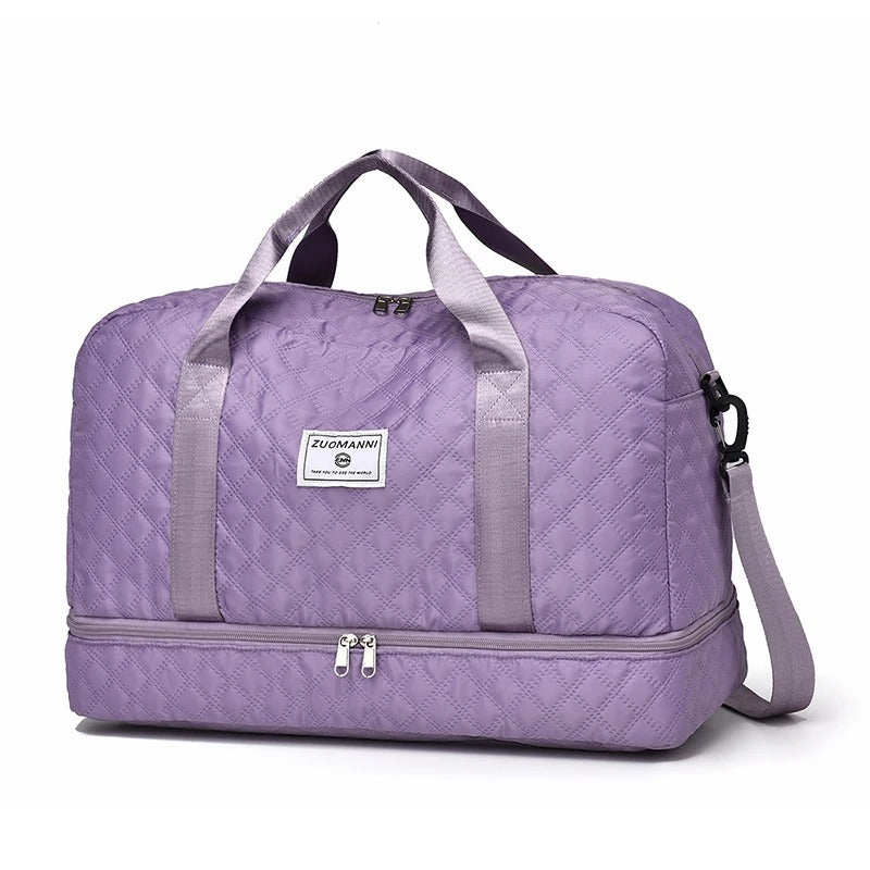 sac de voyage violet avec compartiment a chaussure separe