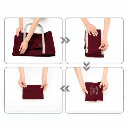 differentes etapes pour plier le sac de voyage