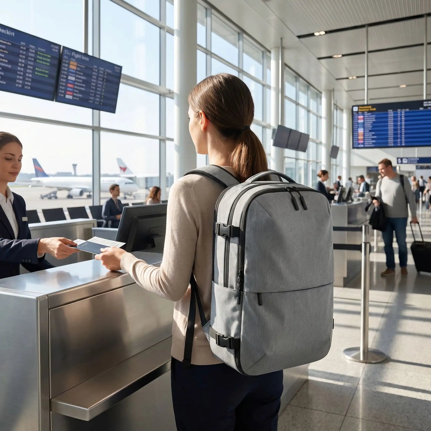 femme avec son sac à dos femme voyage pratique intelligent