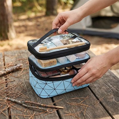 Grande trousse de toilette couvercle transparent:
