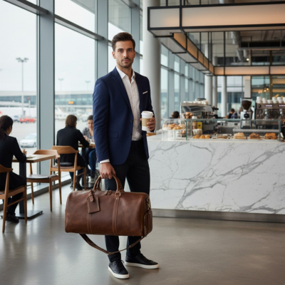 homme porte dans sa main un sac de voyage homme