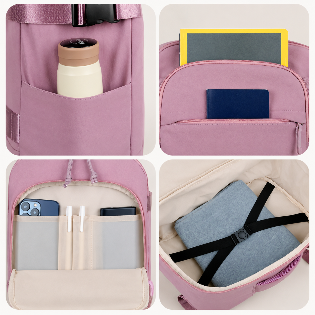 sac à dos voyage femme avec poches telephone gourde sangle maintien