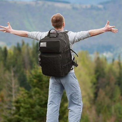 Sac a dos voyage noir robuste avec systeme molle 