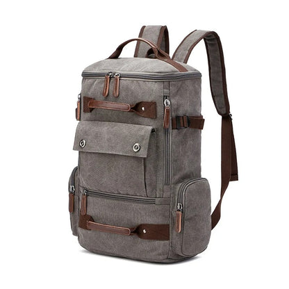 sac de voyage a dos gris avec poches exterieures