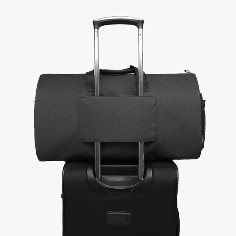 sac de voyage avec bande arriere pour se fixer a la poignet tetelescopique des valises