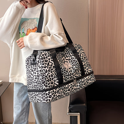 sac de voyage femme leopard noir spacieux