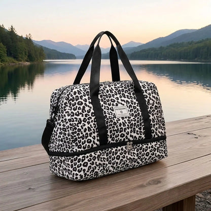 sac de voyage femme noir leopard compartiment seche humide
