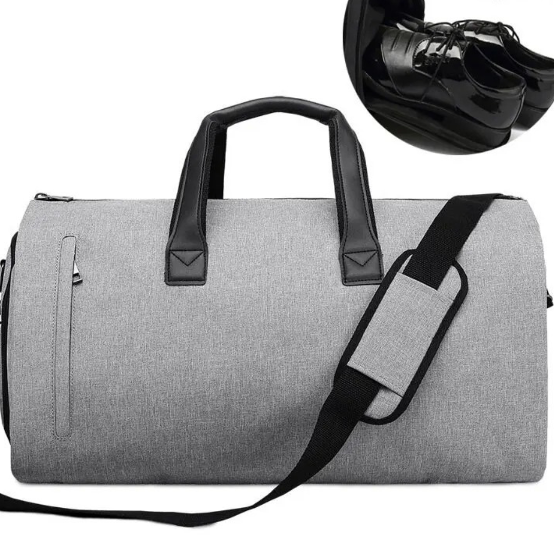 sac de voyage gris clair a bandoulere tissu oxford