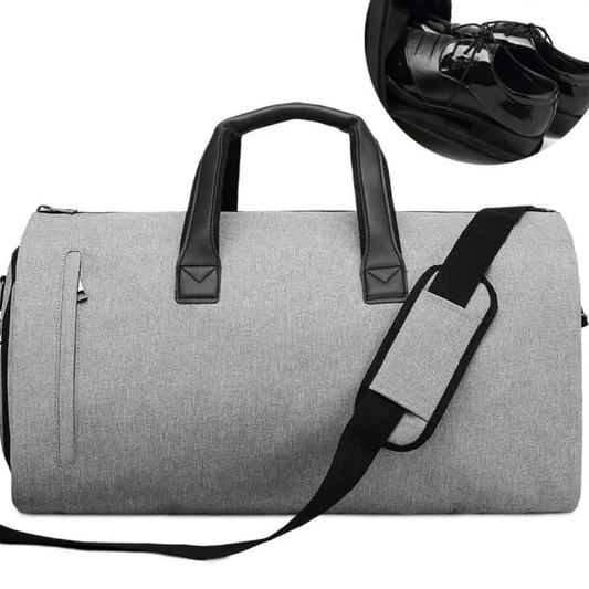 sac de voyage gris clair a bandoulere tissu oxford