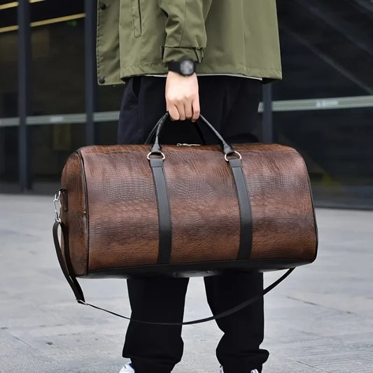 sac de voyage homme marron en pu porte main