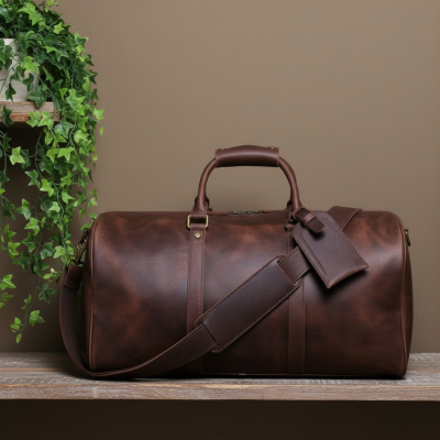 sac de voyage homme marron fonce style vintage