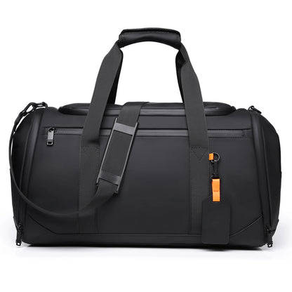 sac de voyage homme noir avec poches frontales et laterales