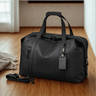 sac de voyage homme noir elegant tissu impermeable