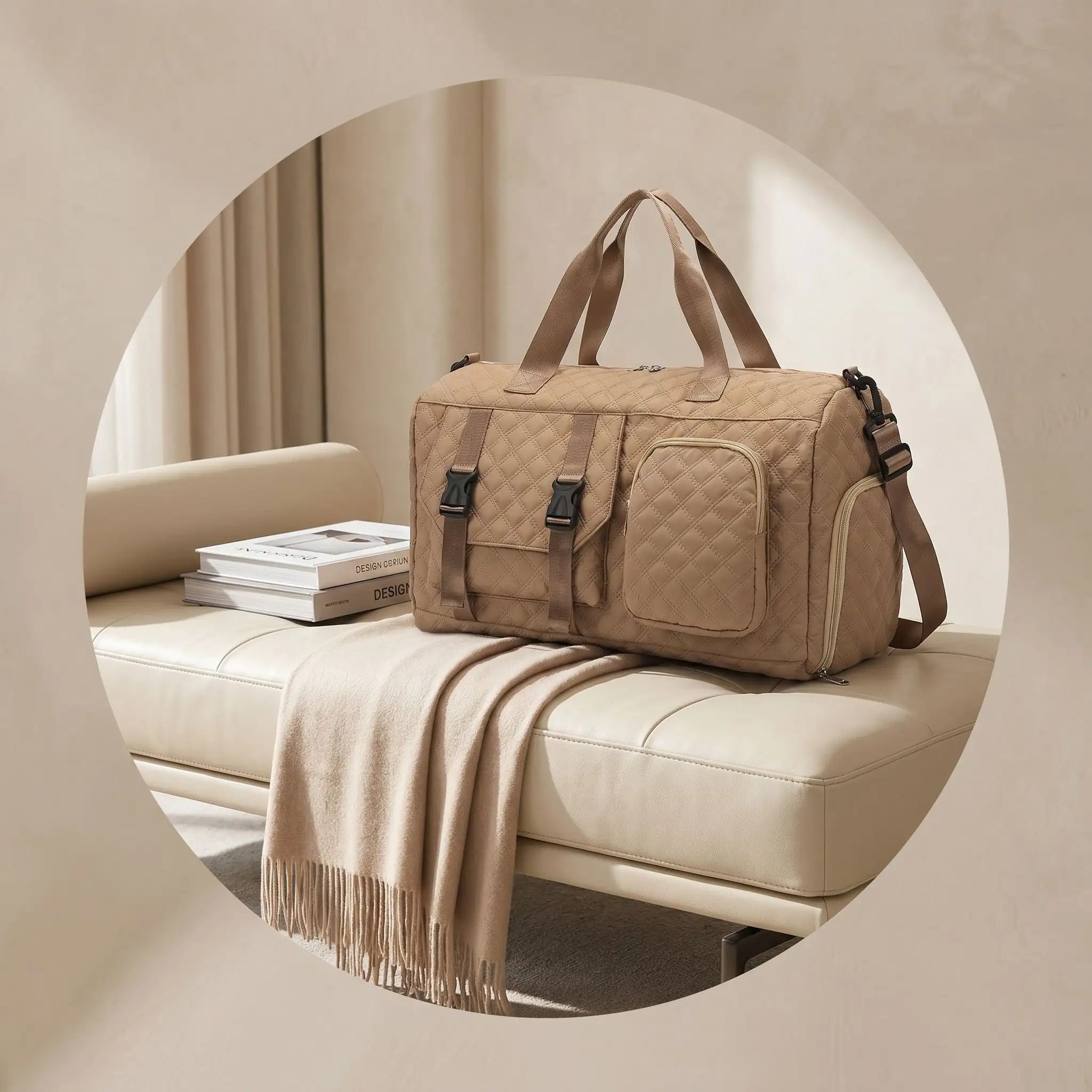 sac de voyage marron clair  ideale pour cabine avion