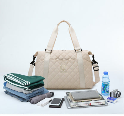 sac de voyage pour cabine beige avec poches de rangement multiples