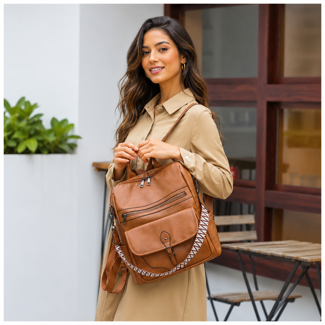 sac voyage à dos marron polyvalent