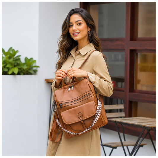 sac voyage à dos marron polyvalent