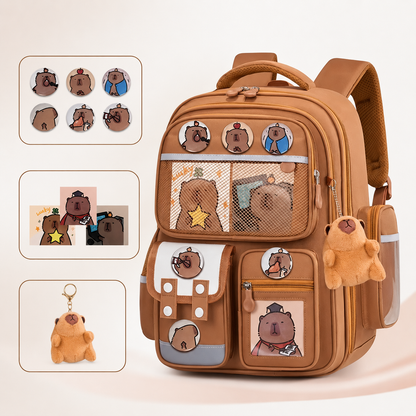 sac voyage enfant capybara multi poches marron