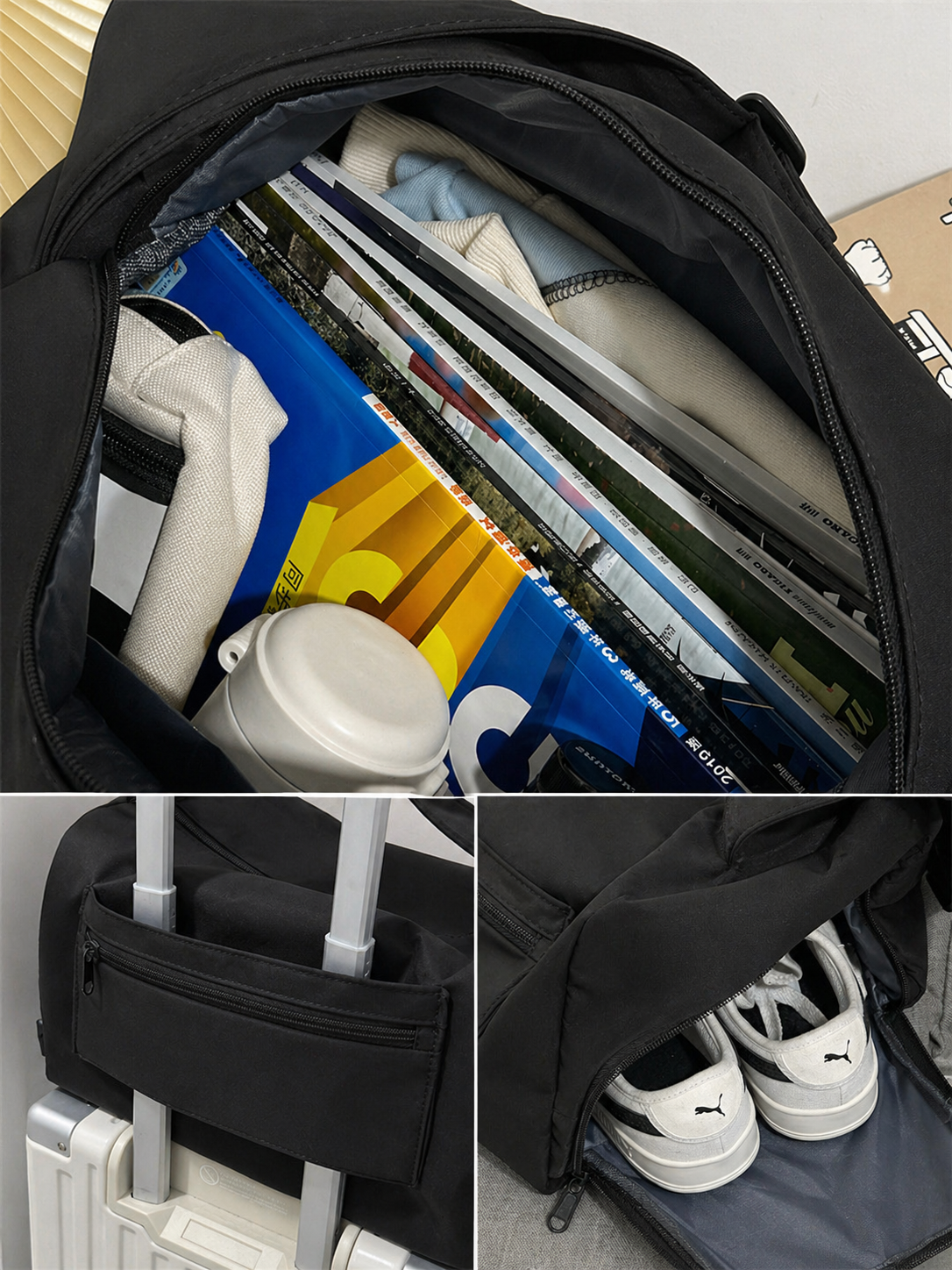 sac voyage fourre tout pratique avec compartiment chaussures