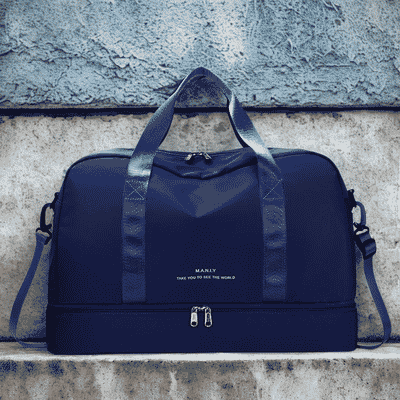 sac voyage hommes bleu avec poignee porte main