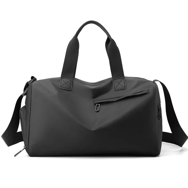 sac voyage noir avec poche avant et poche arriere