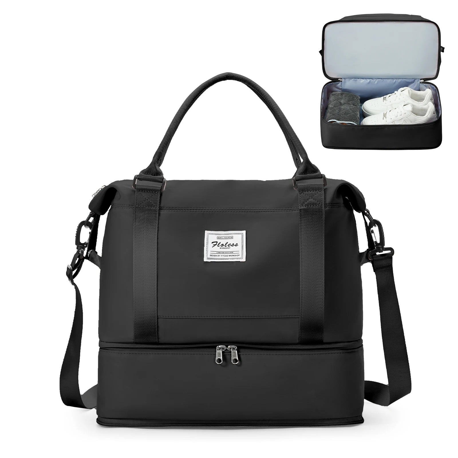 sac voyage noir tissu resistant a l 
 eau