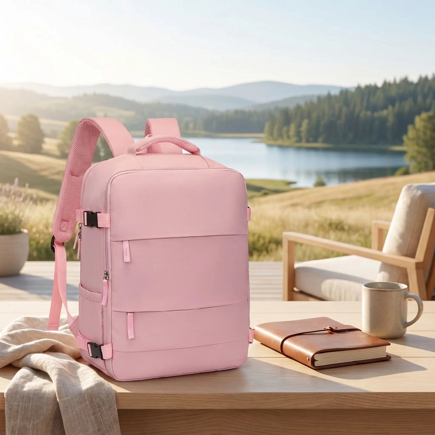 sacs de voyages femme roses avec des poches devant zippees