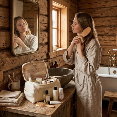 Trousse de toilette blanche avec matériau résistant à l'eau