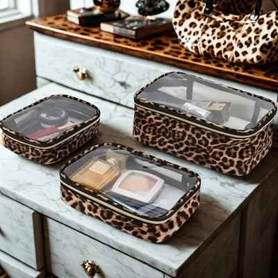 Trousse de toilette femme grand format couleur leopard
