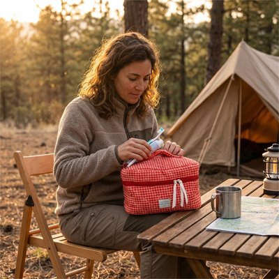 Trousse de toilette femme tendance rectangulaire pour camping