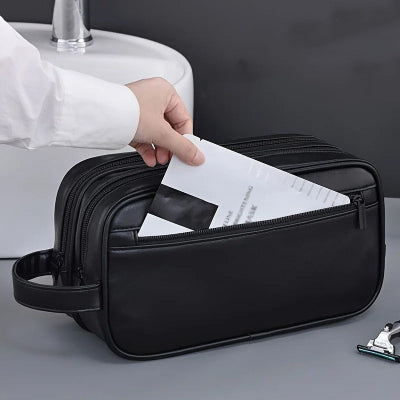 trousse de toilette homme avec compartiment frontal zippe