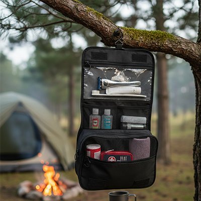 Trousse de toilette homme design pliable se replie entièrement