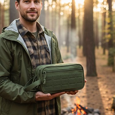 Trousse de toilette homme  double fermeture éclair frontale