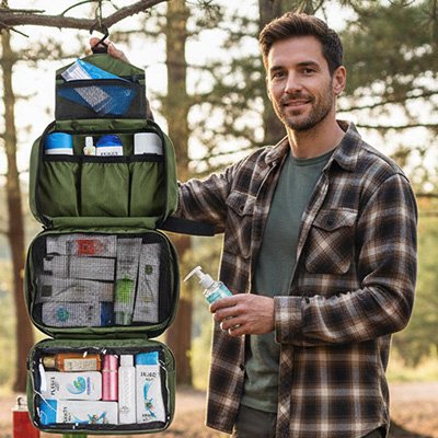 Trousse de toilette homme se replie en format compact
