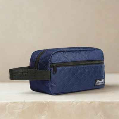 trousse de toilette homme voyage bleue avec poignee de transport