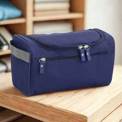 trousse de toilette pour homme bleue fermeture bidirectionnelle