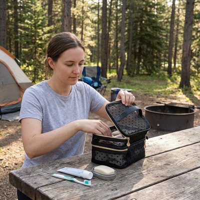 Trousse de toilette pour voyager design élégant et féminin