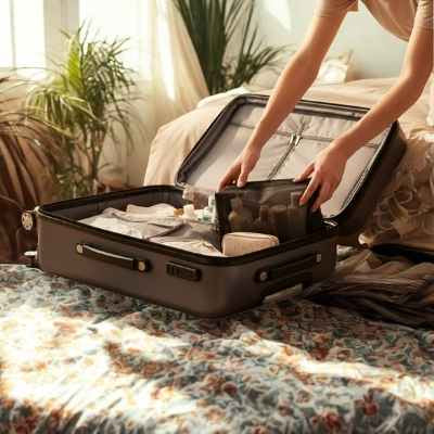 trousse de toilette range-discretement dans la valise